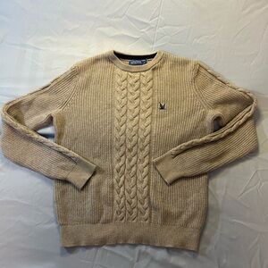 Nautica Blue Sail Cable Knit Sweater | Grey Neutral Cozy | Size S